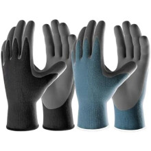 2 Pairs Micro-Foam Nitrile Work Gloves, Touchscreen-Compatible, Non-Slip Grip, Lightweight for Sweaty Hands – Large, Blue/Black