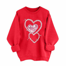 Felpa girocollo da donna rossa con stampa "Love" (1 pezzo)