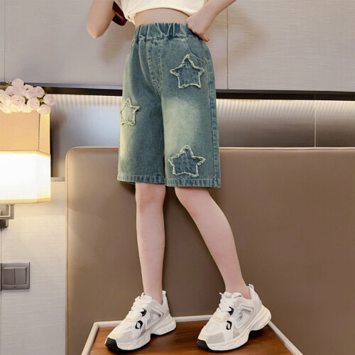 Τζιν σορτς για κορίτσια, casual, vintage τζιν σορτς για εφήβους, ψηλόμεσο τζιν σε ίσια 1