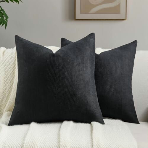 Housses de coussin en chenille double face 66 x 66 cm, lot de 2