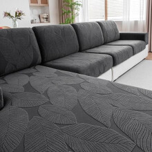 Housse extensible lavable pour canapé d'angle, housse en L antidérapante, adaptée aux animaux de compagnie, 1 housse d'accoudoir, gris foncé