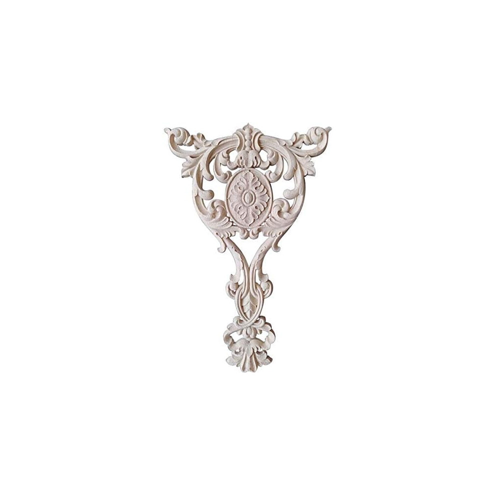 Unpainted Carved Wooden Onlay Wood Applique Furniture Decals For Home, Wall, Door, Cabinet Decoration (15.75 X 11.02 X 0.47 Inches) 9479868178168