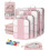 Set di 8 cubi compressi per imballaggio da viaggio, colore rosa 1
