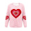 Felpa da donna a coste con scollo rotondo e cuore per San Valentino, lunga 4