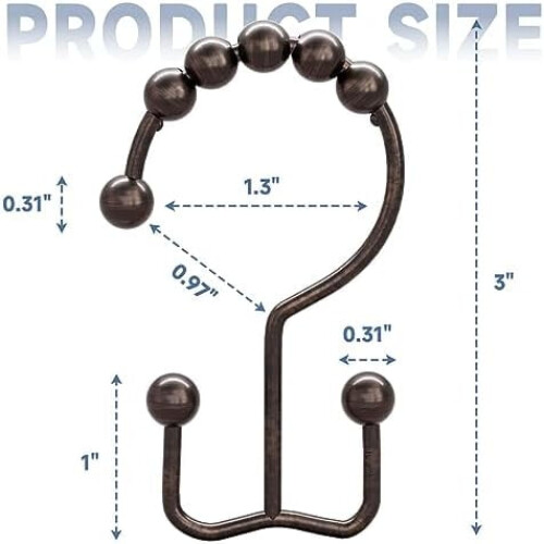 Doppelgleit-Duschvorhangringe, Metall, 12er-Set 2