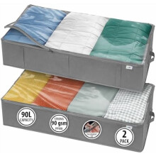 Under Bed Storage Containers (Grey, 2 Pack) – Closet & Toy Organizer, Compatible with Most Beds