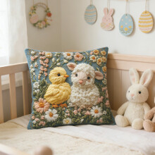 Housse de coussin lapin de Pâques en peluche douce 45 x 45 cm