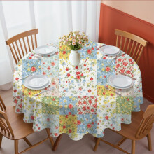 Pioneer Flower Floral Print Pattern Round Tablecloth 60 X 60 Inch, Wrinkle Resistant Wipeable Table Cloth for Kitchen Dining Picnic Patio Party
