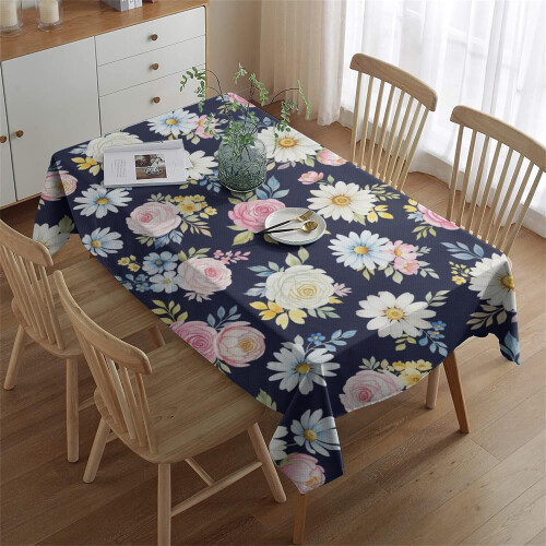 Nappe rectangulaire en polyester à motif floral 152 x 213 cm 1
