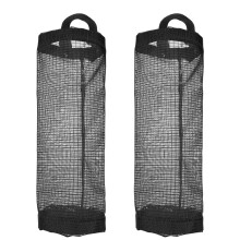 MISSMILE 2Pcs Plastic Bag Holder,Collapsible Fabric Storage Dispenser for Home,Wall Mount Grocery Bag Organizer,Black