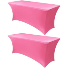 Rekbaar tafelkleed van 183 cm (6 ft), 183 x 76 x 76 cm (72 x 30 x 30 inch), donkerroze, 2 stuks