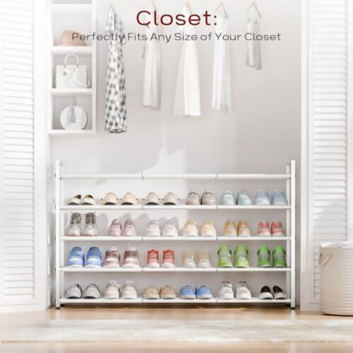 Étagère à chaussures extensible à 5 niveaux, réglable de 45 à 110 cm 1