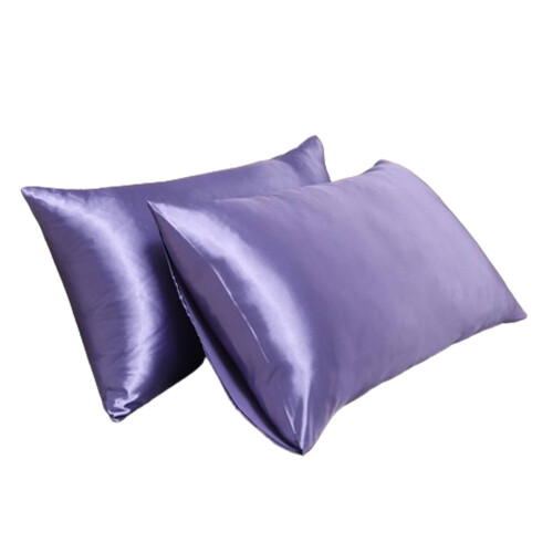 Lot de 2 taies d'oreiller AUQ en satin de polyester avec fermeture éclair invisible