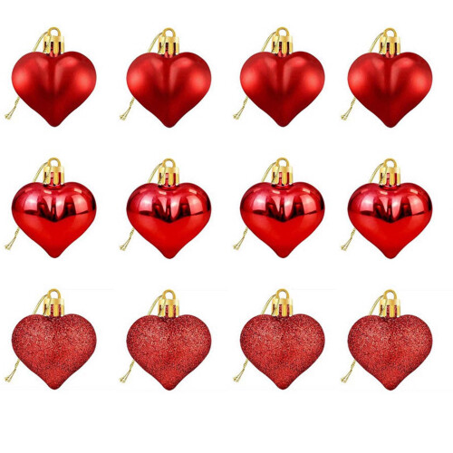 Hartvormige kerstboomversiering, elegante set van 6 1