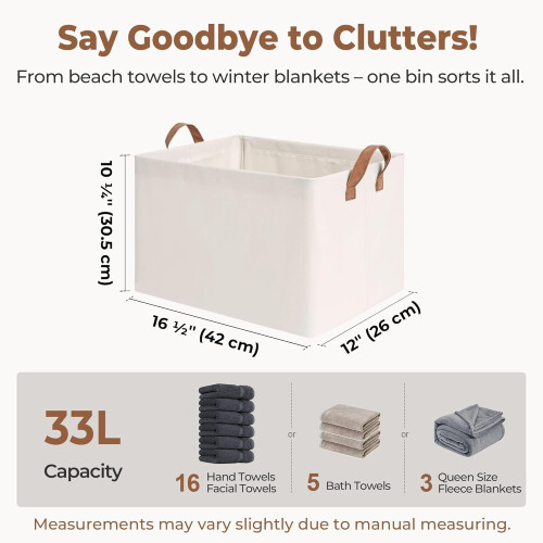 Fabric Storage Bin with Metal Frame, 45L, 2-Pack 1