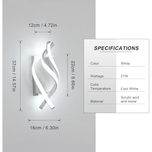 Applique murale LED moderne noire 21W 6500K 2