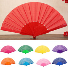 Éventail pliant en plastique uni, éventail portable en tissu, idéal pour les mariages, les fêtes et la décoration intérieure.