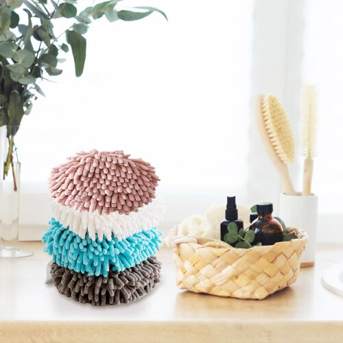 Boules de serviettes en chenille bleues (lot de 2) 2