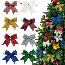 6 fluwelen kerststrikjes, 9 cm