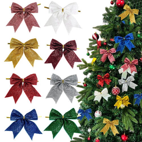 6 Samt-Weihnachtsschleifen mit Drehverschluss
