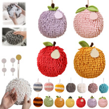 Chenille kéztörlő golyó 17cm fehér szürke kék