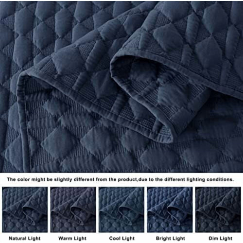 Navy Blue Queen Quilt Set, 100% Microfiber Polyester, 3-Pc 2