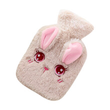 MOQIN 350ml Hot Water Bottle with Soft Faux Fur Cover, Mini Warm/Cold Compress Bag & Hand/Feet Warmer