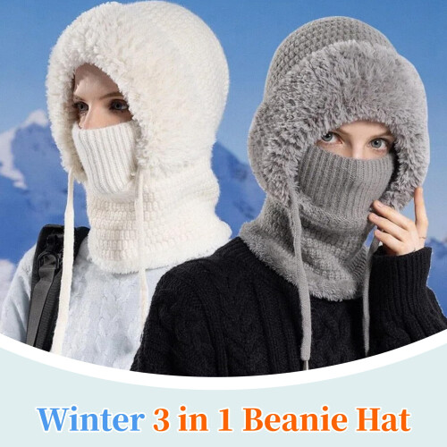 Καπέλο Beanie 3 σε 1 για γυναίκες, 2025 Αναβαθμισμένο καπέλο με κάλυμμα προσώπου με 2