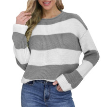Women's Color Block Sweater Striped Knit Top Soft Acrylic Pullover Loose Fit Casual Wear Long Sleeve Comfort S-2XL