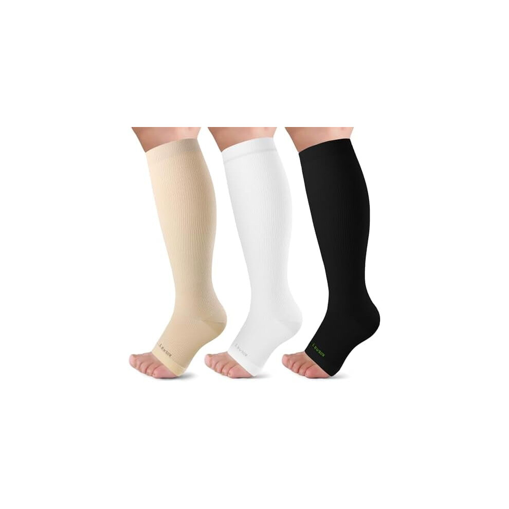 Open Toe Compression Socks for Women & Men 20-30mmHg Toeless Sock Knee High Support Stockings for Circulation Nurses Pregnant Travel