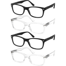Set de 4 ochelari de citit, ochelari cu balamale cu arc, de calitate neagră, pentru citit, pentru bărbați și femei