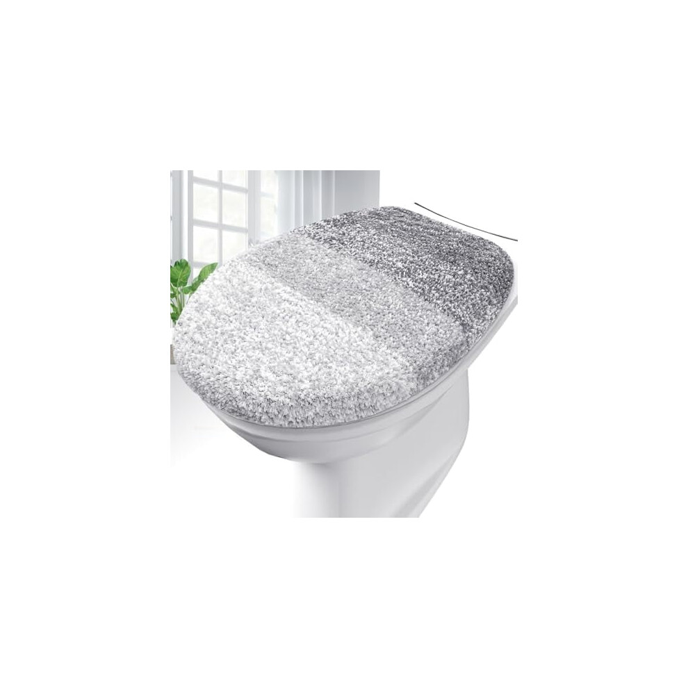 Microfiber Toilet Lid Cover Light Gray 17.5X15 In 9087558805302
