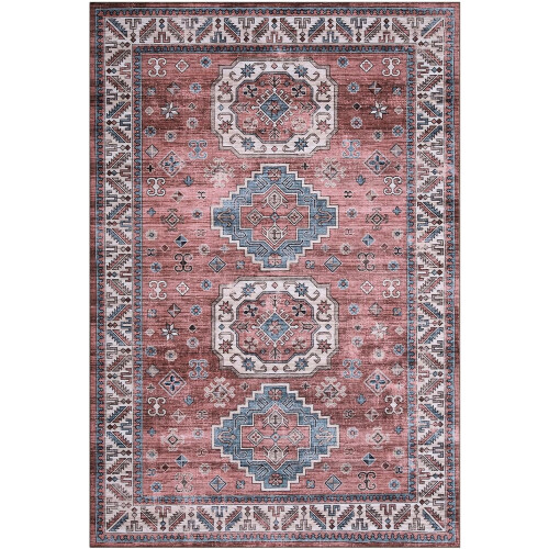 4x6 Vintage Boho Washable Area Rug Pink 2