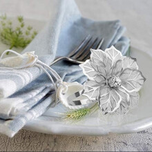 Ronds de serviette en alliage argenté (12 pièces) avec motif de fleur ajourée