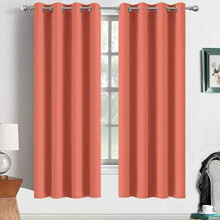 Coral Orange Blackout Thermal Curtains 52x63 Inch Grommet