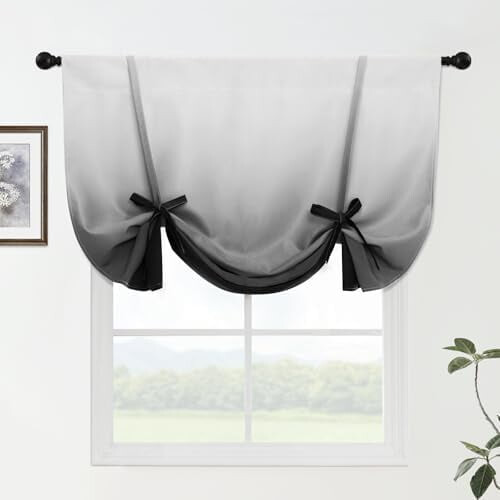 Cortinas Ombré para Escurecimento de Ambientes, Preto-Cinza-Branco, 42x48 polegadas (107x122 cm)