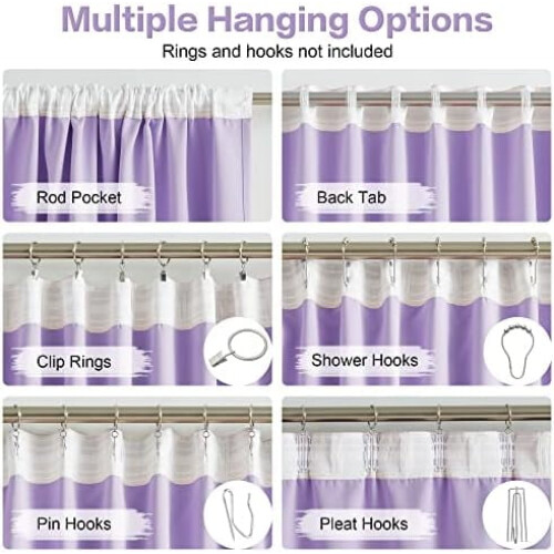 Lavender Room Darkening Curtains Rod Pocket Back Tab 2