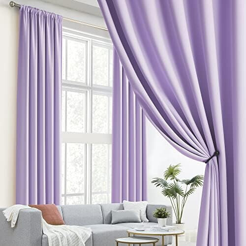Lavender Room Darkening Curtains Rod Pocket Back Tab 1