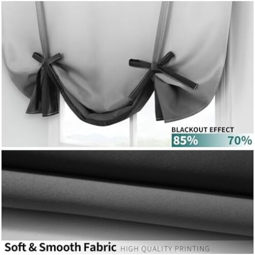 Cortinas Ombré para Escurecimento de Ambientes, Preto-Cinza-Branco, 42x48 polegadas (107x122 cm) 1