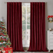 Red Velvet Blackout Curtains 42x84", Thermal Insulated, Noise Reducing, Back Tab & Rod Pocket, 2 Panels, Compatible with Standard Rods