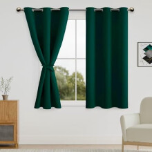 Verdunkelungsvorhänge mit Raffhaltern, 42 x 63 Zoll, Dunkelgrün, 2er-Set