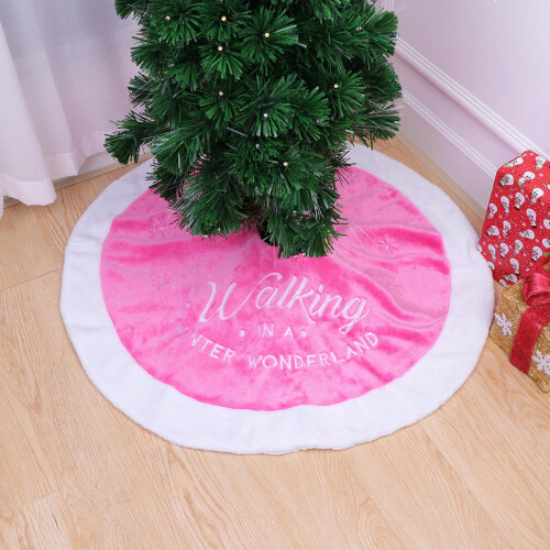 Rosa Plüsch-Weihnachtsbaumdecke, 90 cm rund 2