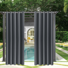 Cortina para pátio externo – Ponderada, Impermeável, Bloqueadora de luz, Isolante térmica, Resistente ao vento, com ilhós, 1 painel