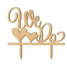 Cake Topper " We Do " Wood Wedding Cake Decorations (Wood colour)