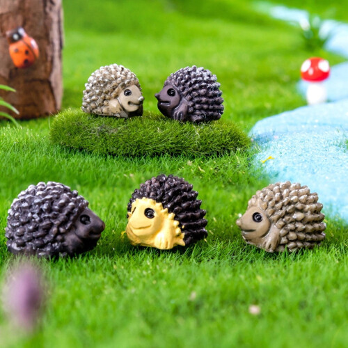 KALLORY Mini Igelkottsfigurer – Djurstatyer i harts,