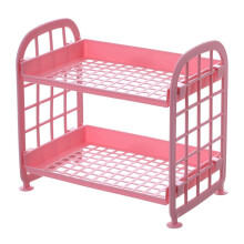 Étagère pliable à 2 niveaux en plastique ajouré, idéale pour le rangement des cosmétiques, des épices et autres produits de beauté dans une