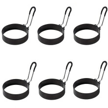Stainless Steel Egg Rings (1/4/6pcs) with Silicone Handle, Nonstick Frying Mold Compatible with Griddle & Stovetop