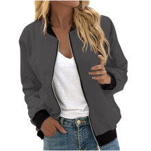 Lichtgewicht bomberjack met ritssluiting voor dames, zonder capuchon, met zakken – geschikt voor casual en hardloopkleding.