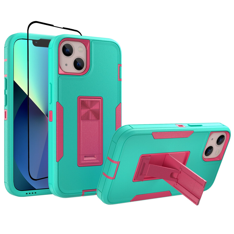 Iphone 13 Case With Tempered Glass Protector Green Rose Red Green,Red 9170372541133
