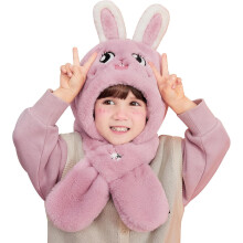 Winter Fuzzy Hat for Kids Cartoon Hooded Scarf Toddler Boys and Girls